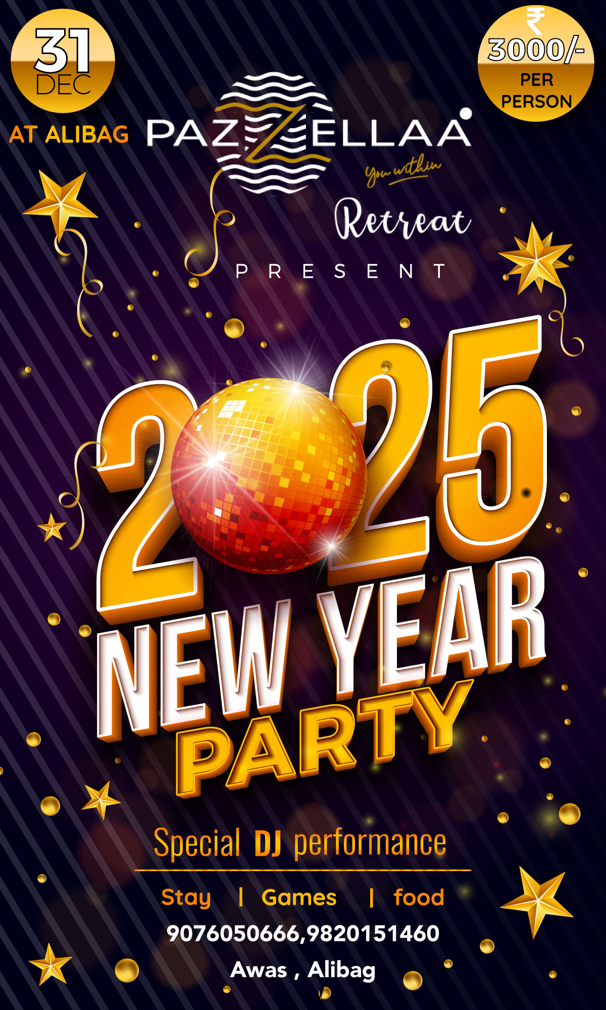 Pazzellaa Villa — New Year 2024 party creative